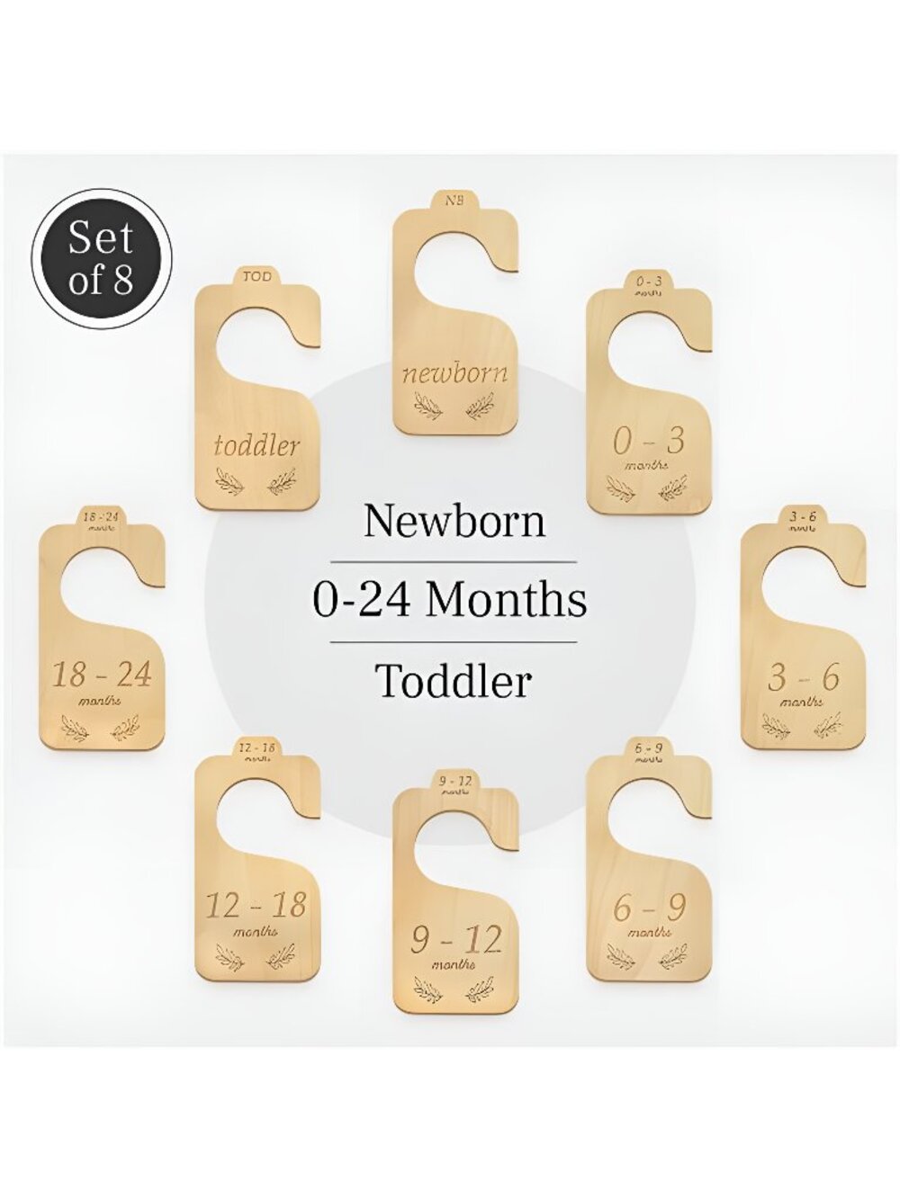 Baby Closet Dividers (Classic) - 8 Wood Double Sided Baby Closet Size Dividers